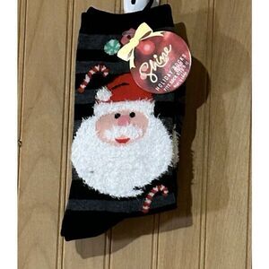 Women's Shine Christmas Holiday Crew Socks SANTA Size 9-11